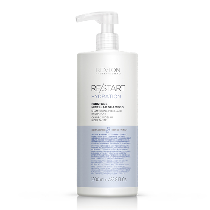 картинка Revlon Professional Restart Hydration Мицеллярный шампунь для нормальных и сухих волос Moisture Micellar Shampoo 1000 мл