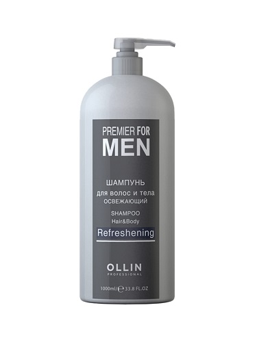 картинка OLLIN Professional Premier For Men Шампунь для волос и тела освежающий 1000 мл
