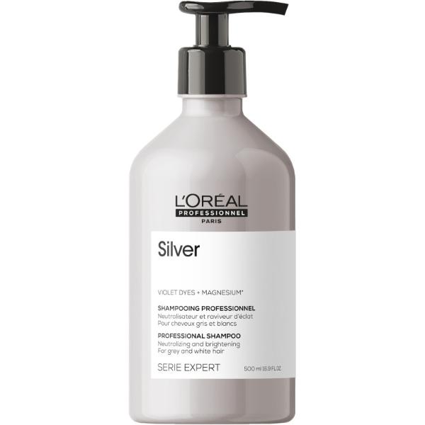 картинка L'Oreal Professionnel Serie Expert Silver Шампунь для нейтрализации желтизны осветленных и седых волос 500 мл
