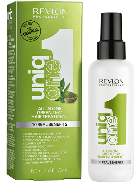картинка Revlon Professional Uniq One Спрей-маска для ухода за волосами с ароматом зеленого чая Green Tea Scent Hair Treatment 150 мл